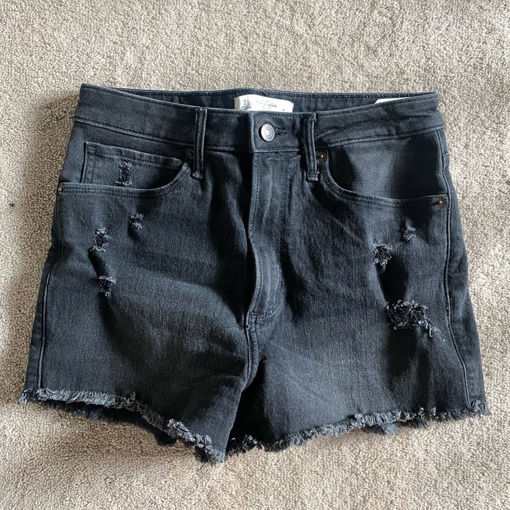 Abercrombie & Fitch Black Distressed Jean Shorts
